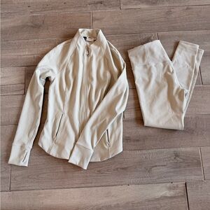 Athleta Salutation Rib Jacket and Elation Ribbed Leggings Set (M)